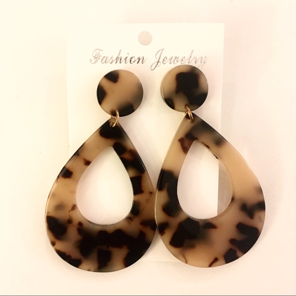 ⭐️ Acrylic Statement Earrings Tortoise Shell Drop Earrings